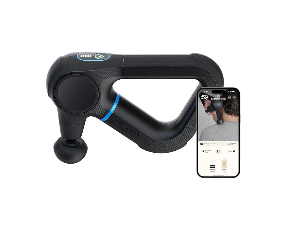 Therapeutic massage gun with app-guided recovery settings